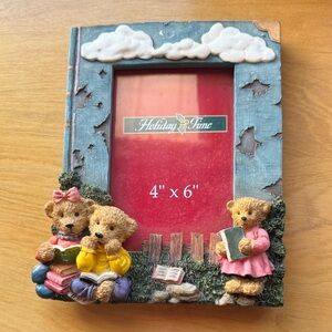 Holiday Time Bear Family Rustic Photo Frame